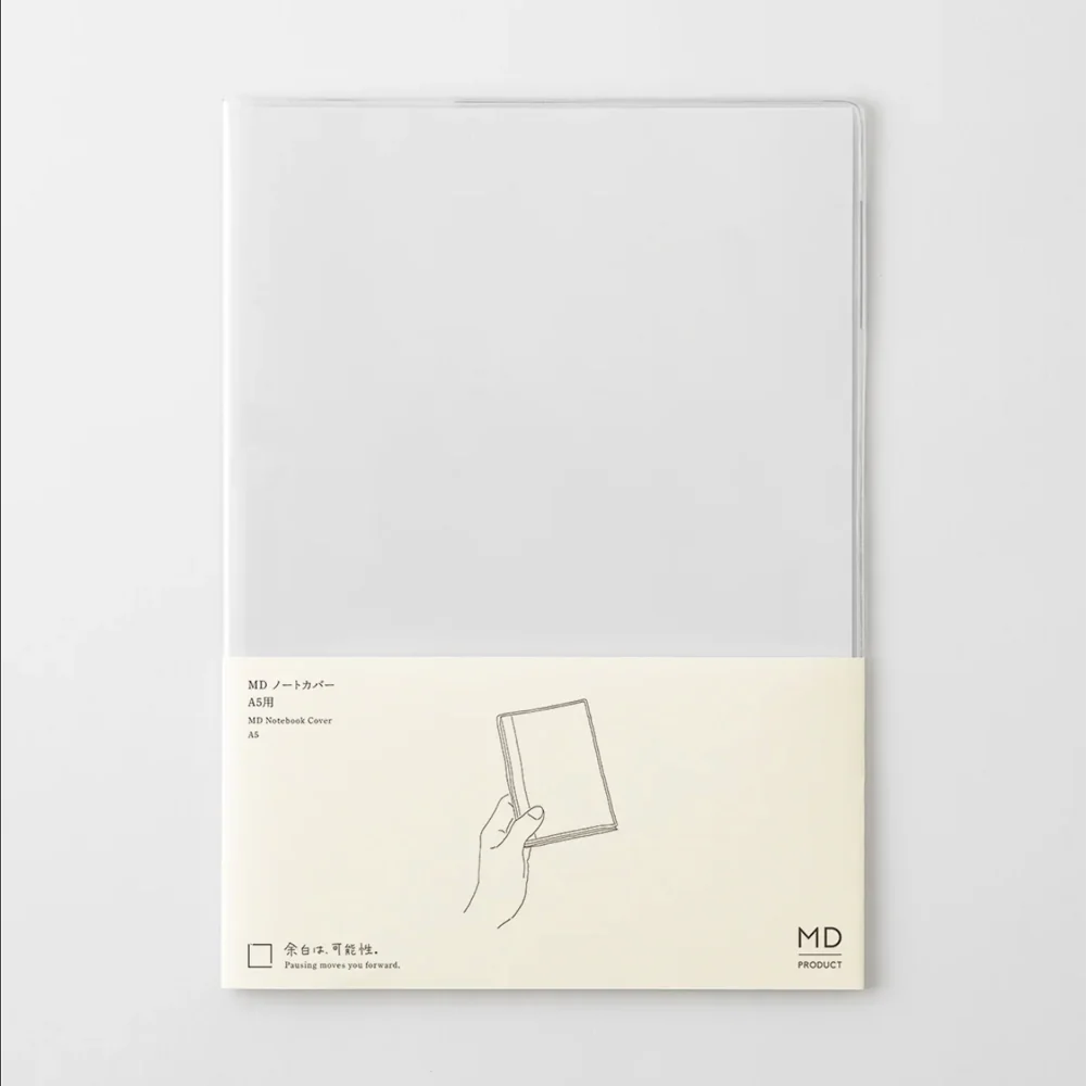 Midori MD A5 Square Grid Notebook + Clear Protective Cover — Graph Paper Notebook Set