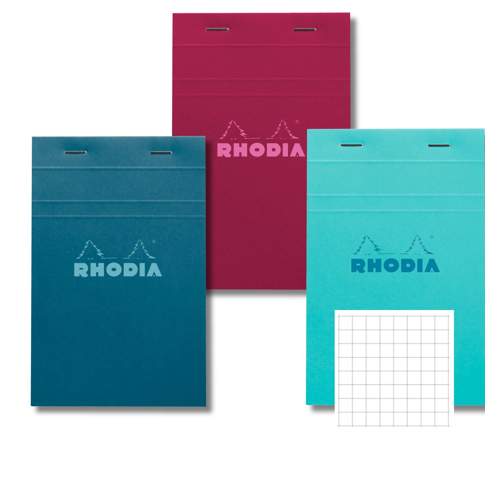 Rhodia "Colors" Notepads 8.25 x 11.75" (Azure, Peacock, Plum) – Pack of 5