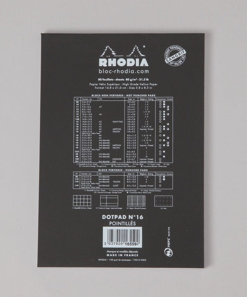 Rhodia Classic Black Dot Grid Notepad – 6 x 8.25 in