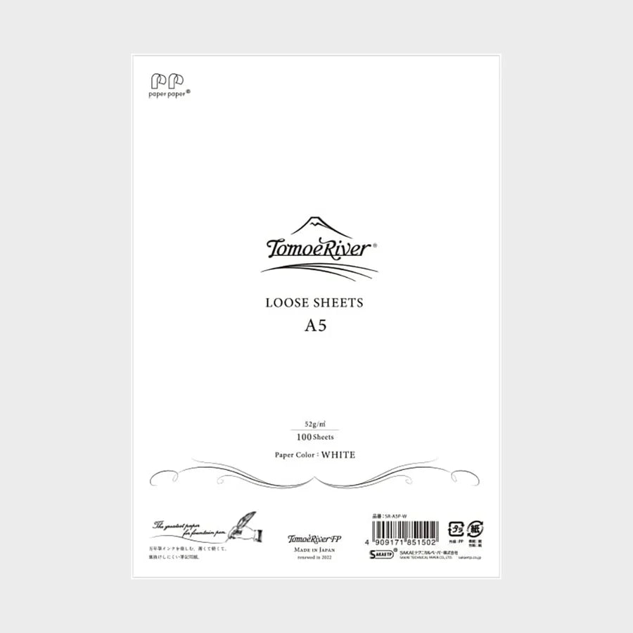 Tomoe River S 52 gsm Loose Leaf Paper - A5 - Blank - White - 100 Sheets
